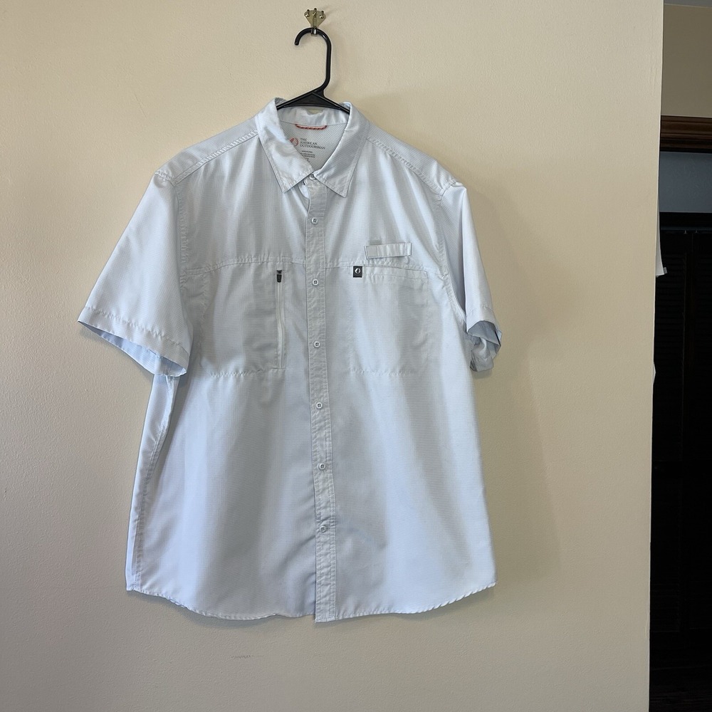 The American Outdoorsman Mens XL Grey Short Sleeve Fishing Shirt Vented